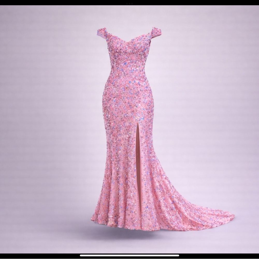 Elegant Pink Sequin Prom Dress